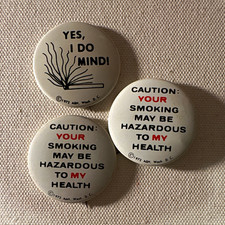 Vintage 1972 Anti-Smoking Pinback Buttons - Lot of 3 (ASH, Washington D.C.) picture