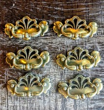 10 Vintage 1985 Brass Drawer Pull Set of New Old Stock 3” Centers B 756-0 2.7 Oz picture