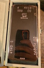 4 Kilo Hand Poured Solid Copper Bullion Bar .999 Pure Fine Copper 4 Kg Ingot  picture