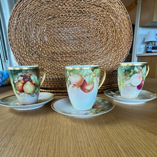 Trio of Thomas Sevres Bavaria demitasse cups early 1900’s 2 Signed. picture