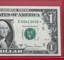 1977-A STAR  NOTE $1 DOLLAR BILL ( RICHMOND E ) UNCIRCULATED picture