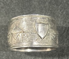 Figural Repousse Napkin Ring Indian Colonial Sterling Silver 1900 picture