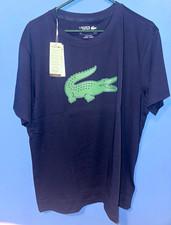 Lacoste Sport Ultra Dry Men's XL Blue Quick Dry Graphic Croc Logo Tee Shirt picture