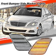 For 2010-13 Mercedes W221 S-Class Clear Lens Amber LED Strip Side Marker Lights picture