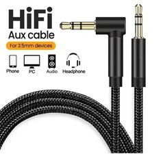 3.5mm Male to Male AUX Cable Cord L-Shaped Right Angle Car Audio Headphone Jack picture