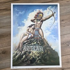 Rare 1979 Vintage Mexican Poster Aztlan Warrior Poster 17 X 23 Chicano Lowrider picture
