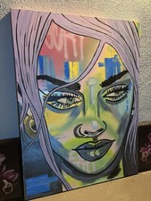 1 of 1 Original Oil Acrylic Aerosol Painting 36” x 48” Abstract Portrait 🔥 picture
