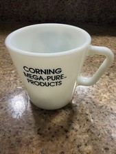 Vintage Pyrex Corning Mega-Pure Products Mug Cup White Milk 2 Up Type 1 Water picture