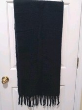 NWT J. CREW Navy Polyester Fringe Scarf Wrap One Size Warm Cozy Casual Winter picture