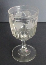 Mid 19th Century EAPG Frosted Leaf Clear Flint Glass Goblet - Metz 236 picture