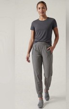 Athleta Cosmic Gray High Rise Lightweight Zip Pocket Jogger Pants Size Small EUC picture