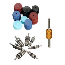16PACK A/C Valve Core Kit AC System Cap & Valve Stem Cores Seal Remover Tool picture