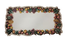 Vintage LeftonServing Dish Platter Raised Fruit Border Rectangular Ceramic picture