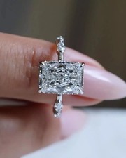 3.00Ct Radiant Cut Lab Created Diamond Engagement Ring In 14K White Gold Finish picture