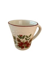 Longaberger Pottery Natures Garland Christmas Poinsettia Mug 10 oz (M20) picture