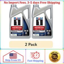 2 Pack, Mobil 1 High Mileage Full Synthetic Motor Oil 5W-30, 5 Quart picture