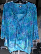 Cocomo blue watercolor print blouse picture