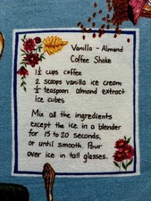 Vtg NEW 1994 Coffee Recipes Cotton Fabric Quilt Blanket Bag Curtain Drape MINT picture