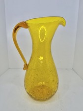 Vintage MCM Blenko Glass 569P Pitcher In Jonquil Crackle 12.25” Stunning picture