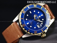 Rare NOS Croton Men's Pro Diver Miyota Automatic Blue Dial Esoteric Strap Watch picture