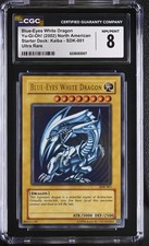2002 Yu-Gi-Oh Blue-Eyes White Dragon SDK-001 Ultra Rare CGC 8 Vintage #2 picture