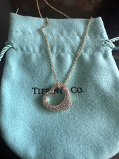 NewElsa Peretti Open Heart PendantTlfanyCoNecklace 18K Yellow Gold Diamond picture