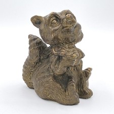 Vintage Mid-Century Fritz Solid Bronze Raccoon Figurine Lost Wax Casting 4” Tall picture