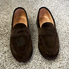Grant Stone Brown Suede Traveler Slip-On Leather Sole Almond Toe Men's US 12E picture