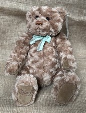 Gund Macys Jointed Teddy Bear Plush Stuffed Animal Light Brown Green Bow picture