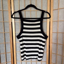 Striped J. Crew black and white tank top Large Coastal Grandma picture