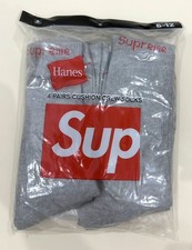 Supreme X Hanes Crew Socks - Heather Grey, 4 Pack, Size 6-12 picture