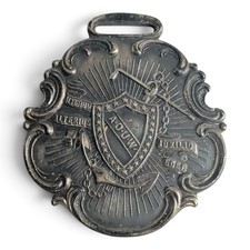 Antique AOUW Watch Fob Whitehead Hoag Fraternal Medal Alterum Alterius Auxilium picture