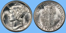 1942 D Mercury Dime ~ GEM BU UNC UNCIRCULATED ~ US Silver Coin Collectible picture