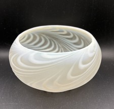 Antique Fenton Glass Powder Box NO LID French Opalescent Pulled Feather RARE picture
