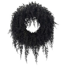 Halloween Black Draping Faux Cedar Wreath,Spooky Artificial Wreath for Outdoor picture