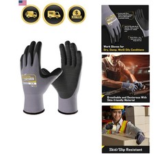 3/6/12 Pairs Nitrile Rubber Coated Nylon Safety Work Gloves, Dotted for Non-S... picture