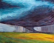 ShawNshawN Original Tornado painting on Canvas Storm Farm  Art picture