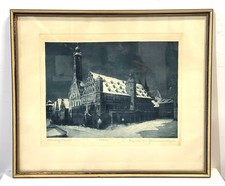 Vintage Ernst Geissendorfer Etched Print German Rothaus Rothenburg Tauber Signed picture