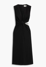 RRP £399 HALSTON Selena Crystal Cut Out Waist Midi Dress Black Size 8 BNWT picture