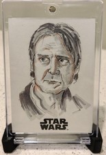 Topps Star Wars Han Solo SKETCH 1/1 Brent Scotchmer AUTOGRAPH  picture