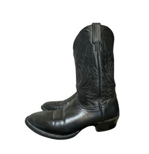 VTG Nocona 70s Black Leather Cowboy Western Boots Men 13 AA Black Label Mid Calf picture