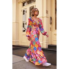 PatBO Aster Floral Cutout Maxi Dress Small Resort Vacation Beach Dress picture