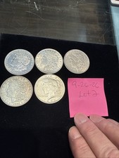 lot of 4 morgan silver dollars And 1 Peace Dollar picture