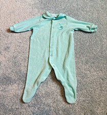 Vintage Carter's Footed Snap Terry Cotton Sleeper, Solid Blue Long Sleeve 3-6M picture
