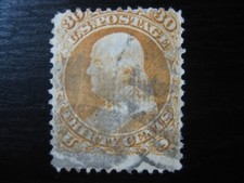 UNITED STATES Sc. #100 scarce used stamp w/ grill SCV $950.00 picture