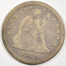 1882 SEATED LIBERTY QUARTER ~ NICE ORIGINAL F/VF picture