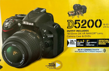 Nikon D5200 Digital SLR Camera 24.1MP Brown 18-55mm VR Lens Kit Bag Charger picture