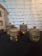 Vintage Treasure Craft Flour Sugar Coffee Tea Canister Set of 4 MCM Ceramic picture