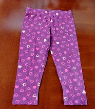 Gymboree Leggings Girls 7 / 8 Purple Pink Heart Print Pull On Stretch Pants NEW picture