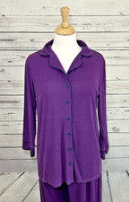 Soma Pajama Set Cool Night Purple with Blue Dots Top and Pants Set Size Medium picture